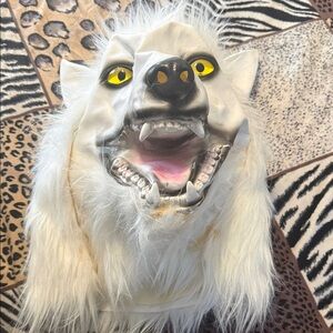 White Wolf Mask with Yellow Eyes